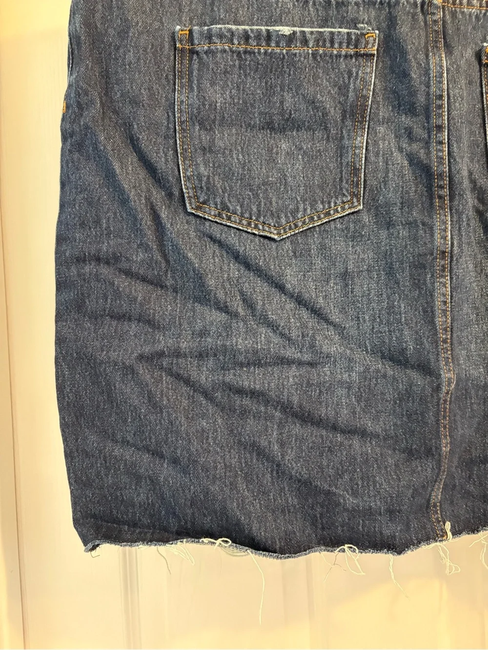 Time and Tru Distressed Dark Blue Denim Mini Skirt